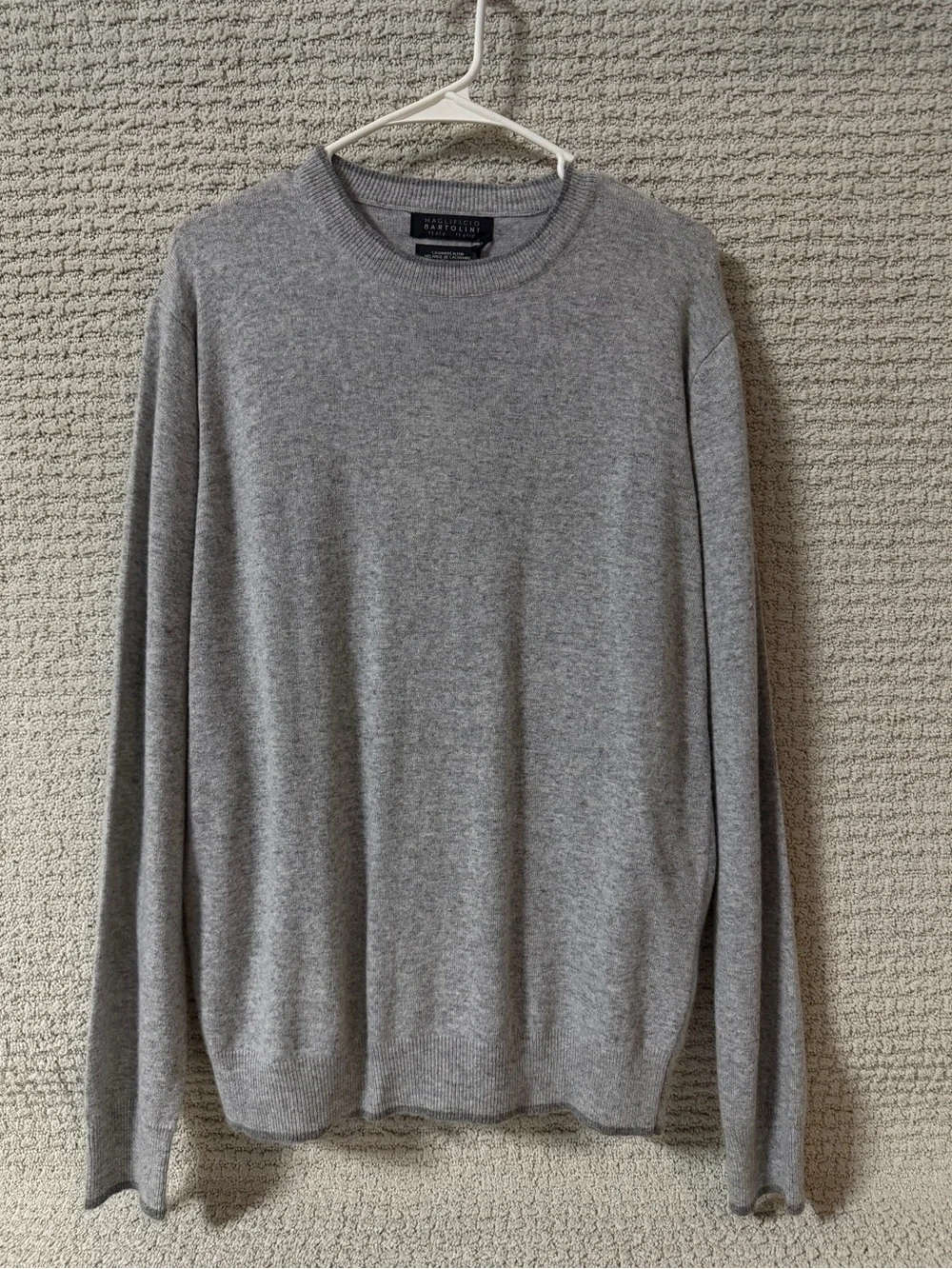 Maglificio Bartolini Men's  Gray Merino Wool Cashmere Blend Sweater Italy Sz L